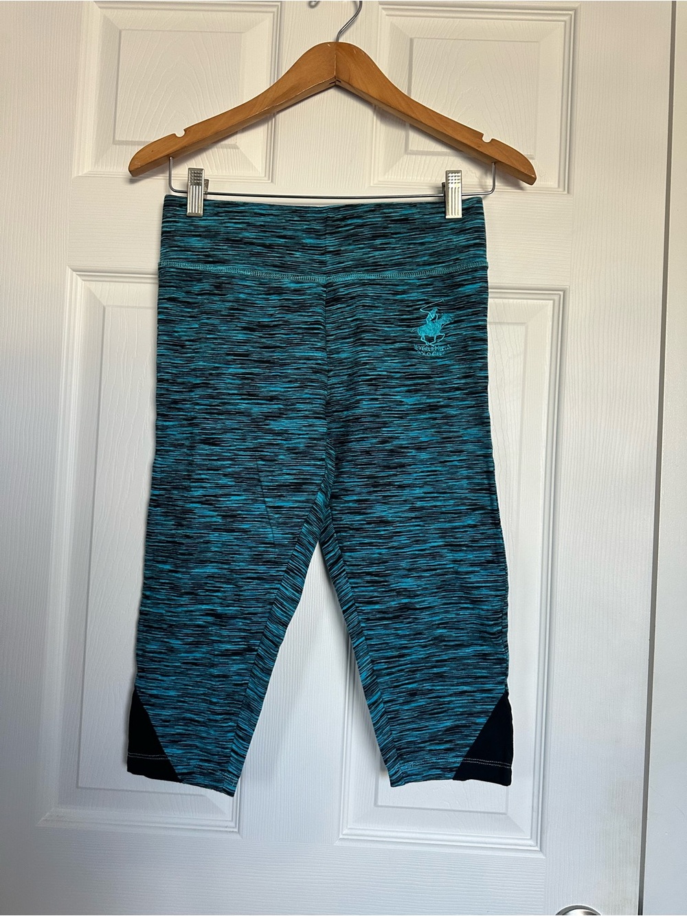 Beverly Hills Polo Club Blue Space Dye Cropped Athletic Leggings Size M